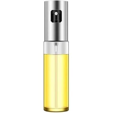 Imagem de Borrifador Spray de Azeite e Óleo Premium 100ml – Pulverizador em Aço Inox e Vidro Reutilizável, Multiuso para Cozinha, Saladas, Vinagre e Grelhados (Prata)