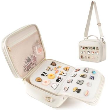 Imagem de AUROTIER Bolsa de exibição de pinos esmaltados, livro de coleção de 12 páginas para troca de pinos e patches, estojo para guardar pinos esmaltados, brincos, broches, remendo e medalhas esportivas