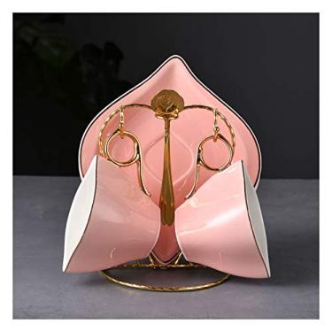 Imagem de Caneca de cerâmica xícaras de café expresso com pires e suporte de copo de metal 200 ml conjunto de 2 xícaras de chá para chá conjuntos de presente caneca de café (cor: Carvalho)