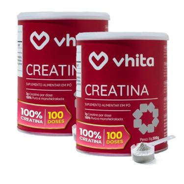 Imagem de Creatina 300g Pura Monohidratada - Suporte de Saúde cerebral e Muscular - 2 potes com 100 doses cada, Vhita