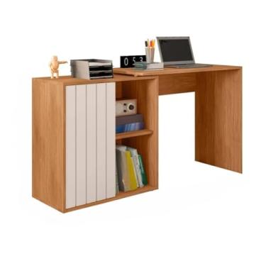 Imagem de Mesa para Home Office | Escrivaninha Moderna com Design Tecnológico (Freijó Off)