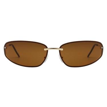 Imagem de Oculos de Sol Oval Premium Original Blogueira Tendencia moda Praia Verão Em Alta UV400 Feminino Unisex - Modelo Next - Cacife Brand (Marrom)