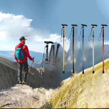 Imagem de Bastões de caminhada leves e dobráveis, bastões ajustáveis com pontas de borracha para caminhadas de acampamento ao ar livre