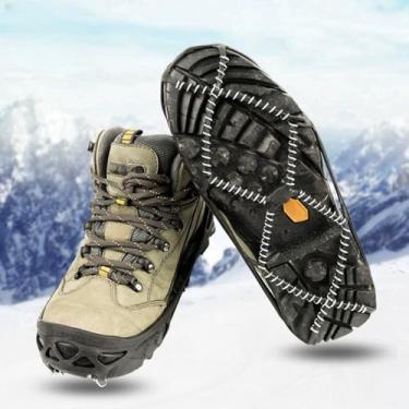 Imagem de Chuteiras de gelo para sapatos e botas, grampos antiderrapantes masculinos e femininos, chuteiras de neve, bobinas de aço revestidas de zinco com aderência de gelo, pontas de sapato para caminhadas