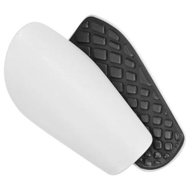 Imagem de Caneleiras de futebol, tamanho P, almofada de espuma vinílica acetinada, proteção esportiva para jovens e adultos, branca