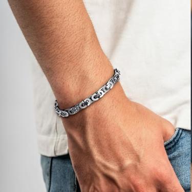 Imagem de Pulseiras femininas com caveira/zircônia cúbica/corrente de trigo/elos de folhas/pulseira cubana masculina grossa ajustável com punho torcido joia moderna, 19CM, Aço inoxidável, Sem Pedra Preciosa