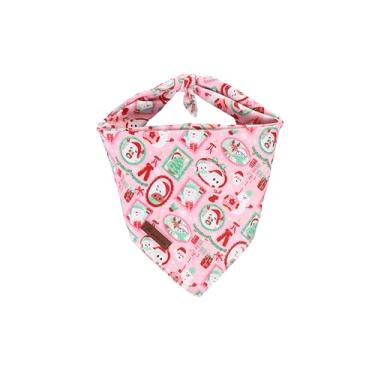 Imagem de UP URARA PUP Bandana de Natal para cães – adorável cachecol triângulo de boneco de neve feliz para cães pequenos, médios e grandes, babador de algodão macio para animais de estimação para inverno e