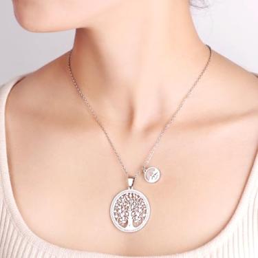 Imagem de Colar com pingente de árvore da vida, joia de fé inspiradora com semente de mostarda, acessório de moda acessível para mulheres, ideal para uso diário YA4612, Medium, Aço inoxidável Zircônia cúbica