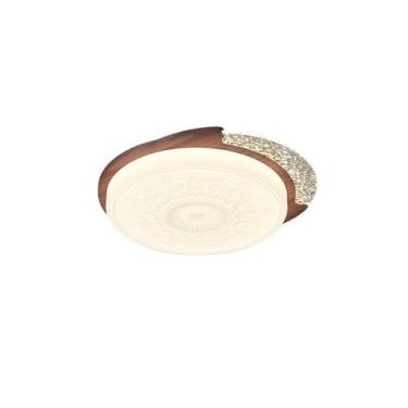 Imagem de Luz de teto Luminária de estudo em concha redonda com relevo, entrada para quarto, luminária teto decorativa estilo antigo