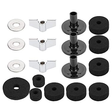 Imagem de XUXHOU Conjunto de Bateria Resistente, Kit de Feltro de Pratos, Preto, Antiderrapante, Chapéu Alto, Copo de Embreagem, Feltro, Baterista Profissional Essencial (Preto)