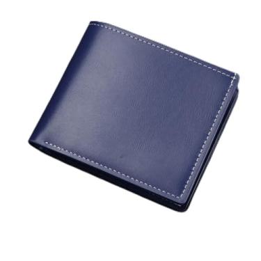 Imagem de Carteira masculina, carteira curta, fina, dobrável, para homens jovens, porta-cartões de crédito, Azul, Dobrável