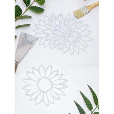 Imagem de Adesivos de carro à prova d'água com 4 folhas, decalque de carro de papel autoadesivo de girassol branco, decalque de vinil de desenho de flor para decoração de casa de janela de capacete de