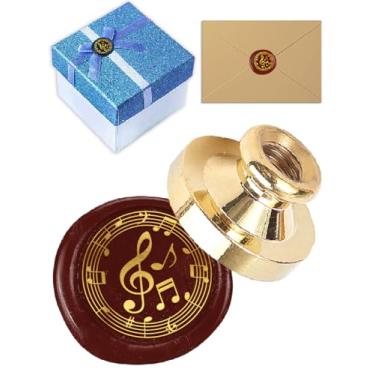 Imagem de 1 conjunto de cabeças de carimbo de latão com selo de cera para notas musicais, notação musical, removível, ferramentas de cera para selar bricolage, envelope de convite de festa, cartão de Ação de