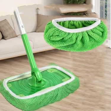 Imagem de Esfregão reutilizável 2 em 1 esfregões de limpeza de chão para encher ferramentas de limpeza doméstica pano pano seco e molhado uso capa de sapato, 22 x 9 cm (verde, 1 peça)