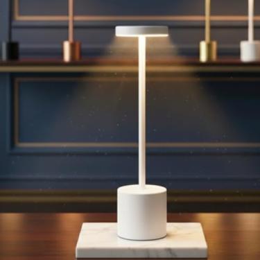 Imagem de Abajur de Mesa, Luminária de Mesa Touch Led Recarregável sem Fio Candeeiro Dimerizável em Alumínio(Branco)