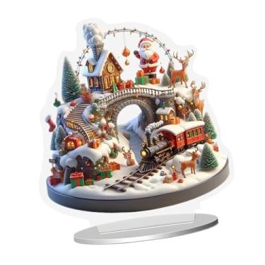 Imagem de Fancyes Decoração de Natal em 2D com Casa de Neve Plana, Miniatura de Vila Natalina em Acrílico para Mesa, Sala de Estar e Decoração de Festas.