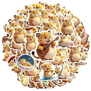 Imagem de 100 peças de adesivos de animais leopardo brinquedo PVC pacote de adesivos juvenis para guitarra, faça você mesmo, bicicleta, skate, laptop, bagagem, decoração, telefone, laptop, scrapbook, bicicleta