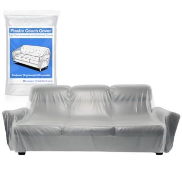 Imagem de RAINFLOW Capa de sofá de plástico descartável – capas de móveis à prova de poeira para cadeiras, mesas e namoradeiras, capa de sofá impermeável antipoeira de 340 x 157 x 110 polegadas, ideal para