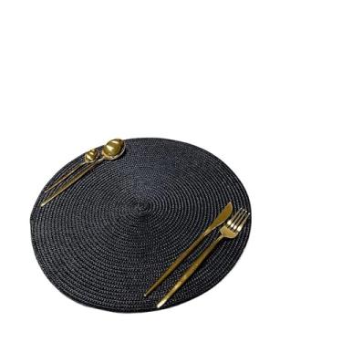 Imagem de Conjunto americano 4 ou 6 peças talheres bandeja mesa redonda cozinha jantar prato(KIT 4 PRETO)