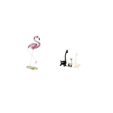 Imagem de Fenteer Estátua de Flamingo E Girafa em Resina Cerâmica, Escultura de Arte Moderna, Peça Central para Decoração de Casa, Jardim, Quintal, Mesa, Escritório, Es