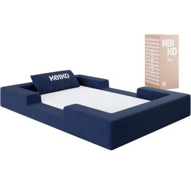Imagem de Cama Montessoriana Berço Ninho 100% Espuma Boucle Azul Marinho Keiko -