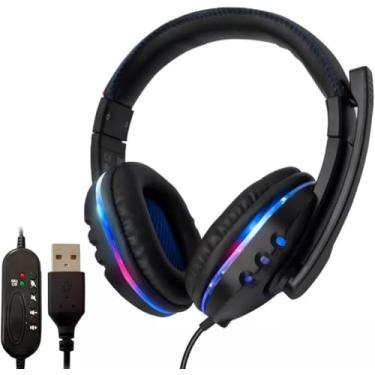 Imagem de Headset Gamer USB com LED RGB, Microfone, Som Surround 7.1, Alto-Falante 40mm, Compatível com PC, Console e Smartphone (Azul)