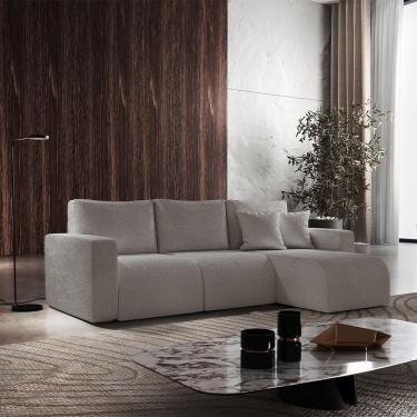 Imagem de Sofá Living 90cm + 90cm Com Chaise Direito Meu Sofá Online A230 Linho Cinza