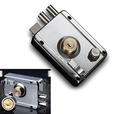 Imagem de POCREATION Fechadura de Portão Externo, Núcleo de Fechadura de Cobre de Aço Inoxidável, Resistência Ao Impacto Endurecido Com Tratamento Térmico, Com 5 Chaves para Portas de Segurança,