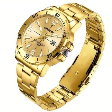 Imagem de Relógio De Aço Inoxidável Impermeável Sanda 3265 à Prova D`água Dourado
