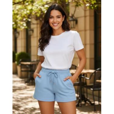 Imagem de Short Moletom Feminino Super Confortável Envio Imediato - RC, Azul bb,