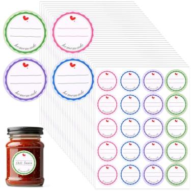 Imagem de LXUEJEI 600 peças de etiquetas de tampa de pote de pedreiro, etiqueta removível de conservas, etiqueta de preparação de refeição à prova d'água para recipiente de alimentos, garrafa de vidro, geleias