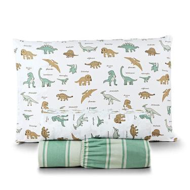 Imagem de Jogo De Cama Lençol Kidsteem Solteiro Dinossauro 3 Peças - 100% Poliéster