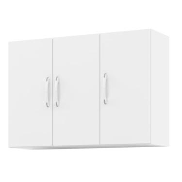 Imagem de Armário Multiuso Aéreo 3 Portas Branco Parede Suspenso Cozinha Quarto