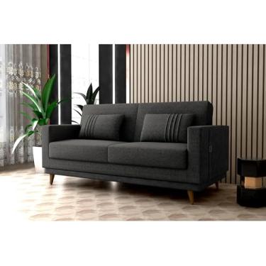 Imagem de Sofa Cama Esther 3 Lugares com Almofadas Linho (Chumbo/Chumbo)