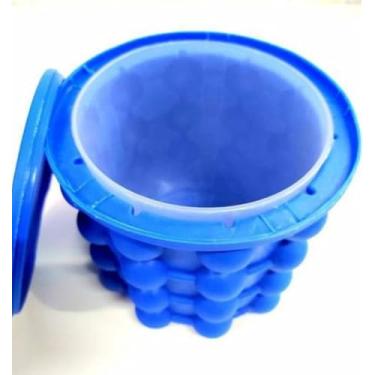 Imagem de Forma de Gelo em Silicone, Recipiente 2 em 1 para Fazer e Armazenar 120 Cubos, 10x11,5cm, Tampa Hermética, para Festas e Eventos