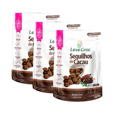 Imagem de Kit 3X: Biscoito Sequilho Cacau Sem Glúten Leve Crock 120g
