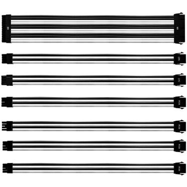 Imagem de Kit de Extensão de Cabo Sleeved- Preto e Branco - Cooler Master CMA-NEST16WTBK1-GL