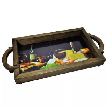 Imagem de Bandeja Em Madeira Suporte Bebidas E Café Vinhos E Queijos - Retrofenn