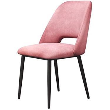 Imagem de Cadeiras de jantar de veludo nórdico lazer encosto cadeira de café almofada macia cadeira de mesa pernas de metal cadeira de maquiagem (cor: Rosa)