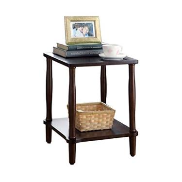 Imagem de Mesa de centro quadrada simples e moderna de madeira para sofá, mesa de cabeceira para sala de estar, estudo, hotel, restaurante, escritório (2 cores), mesa de canto (estilo 2 58 x 40 x 50 cm)