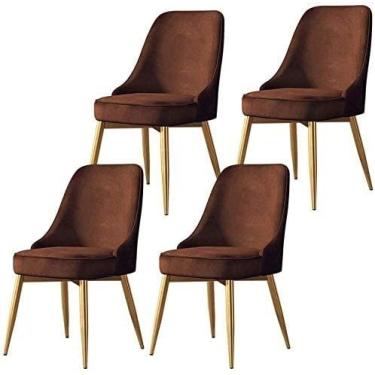 Imagem de Cadeira de jantar, cadeiras de recepção de escritório, conjunto de cadeiras de jantar de negócios, conjunto de 4 cadeiras de jantar de cozinha, conjunto de 4 pernas de metal macias de flanela, pés