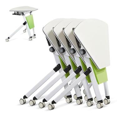 Imagem de ZDJZMGZ Mesas de sala de conferências, mesa de conferência dobrável sobre rodas, mesa de treinamento móvel flip top pequenas mesas de reunião de emenda para escritório em casa, mesa de seminário de