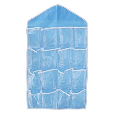 Imagem de SIWOTED Organizadores de parede para armário, bolsa de armazenamento sobre a porta, prateleiras suspensas de poliéster, bolso para quarto e sala de estar (Azul)