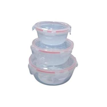 Imagem de Jogo 3 Potes Hermético Redondo Com Tampa 320Ml/580Ml/1000Ml - Top Rio