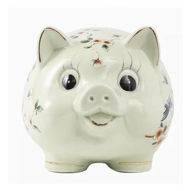 Imagem de ZABEES Pote de cerâmica de porco de cerâmica para presente fofo cofrinho para porco exclusivo, presente, lembrança ou caixa de dinheiro