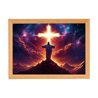Imagem de Lâmpada de Jesus, imagem iluminada de Jesus 4D - Pintura de parede cristã , decoração para casa, sala de estar, quarto, igreja, Páscoa, Natal