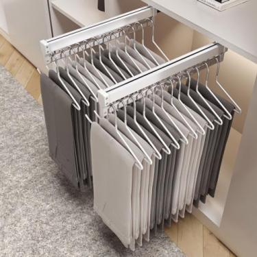 Imagem de 2 peças para calças, cabideiro, extensível, ajustável, trilho para guarda-roupa, organizador de roupas de 43 cm, perfeito para calças e acessórios