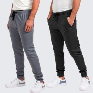 Imagem de Kit 2 Calças Masculina DZ Helanca Flanelada com Bolsos Esportiva e Casual-Masculino