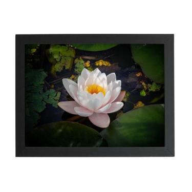 Imagem de Quadro Nymphaea Candida Água Flor Moldura Preta 60X40Cm - Plimshop