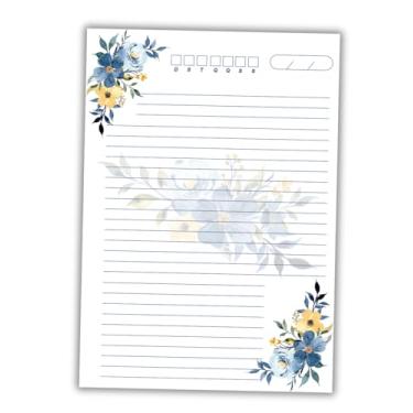 Imagem de Refil de fichário 80 folhas Floral azul universitário delicado pautado